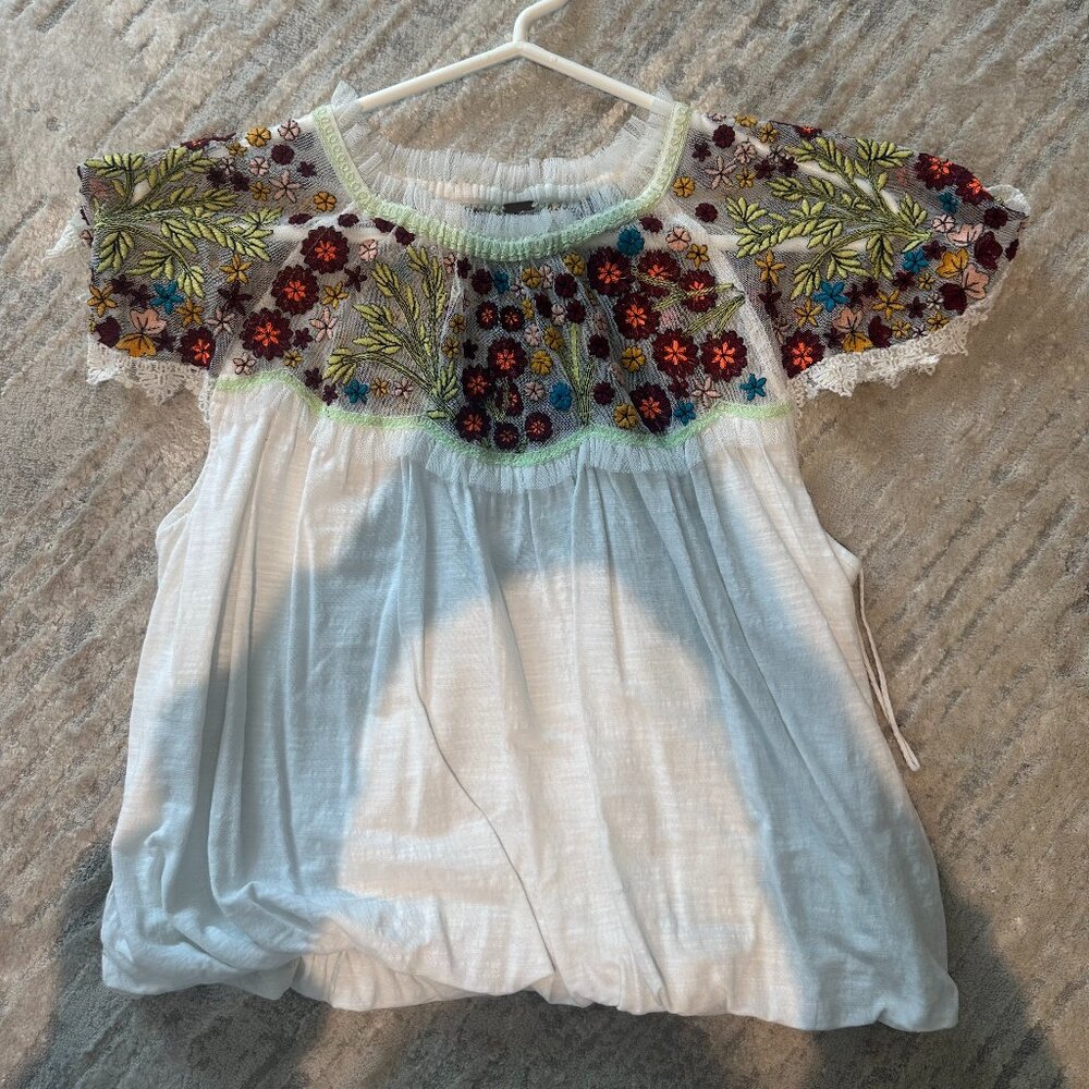 Free People Floral Mesh Top (S)